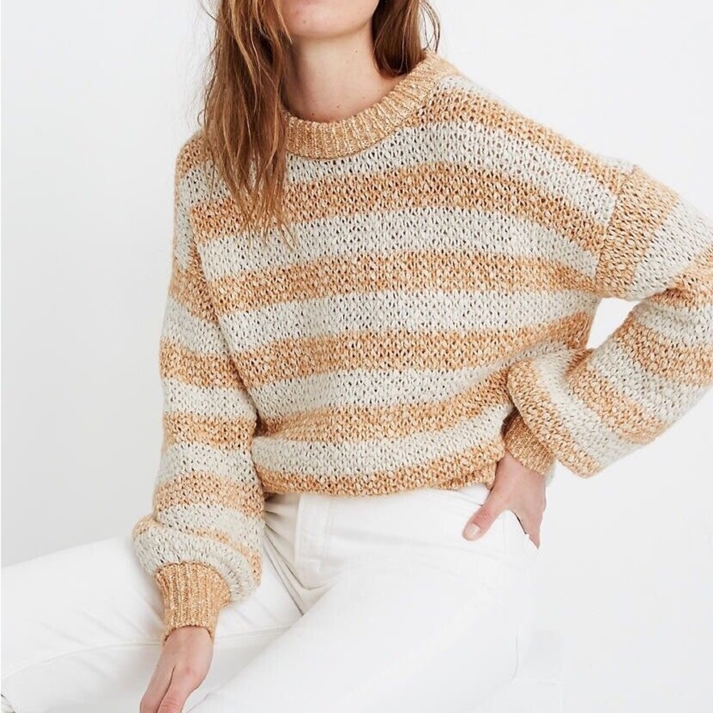 Madewell sweater, NWT, size M, apricot & cream colored stripes